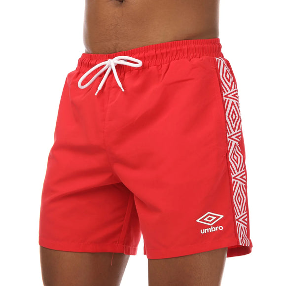 Umbro Mens Tape Swim Shorts in Red