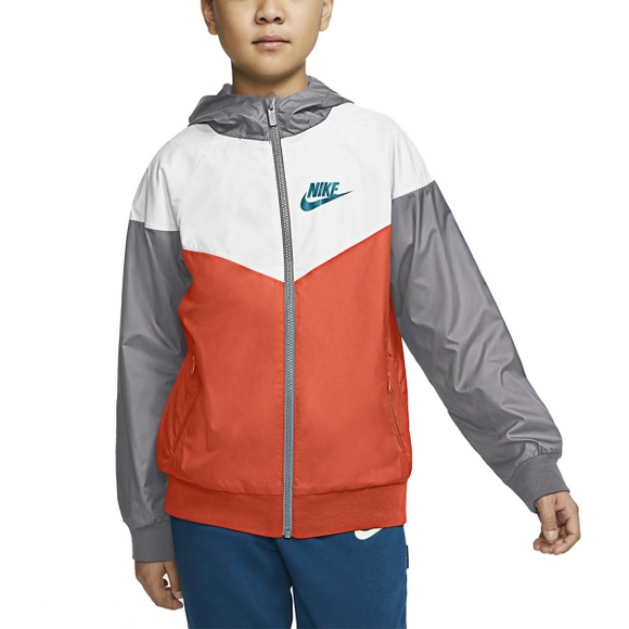 Nike Windrunner Jacket Boy - Turf Orange/White/Wolf Grey