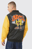 Nylon Embroidered Varsity Jacket In Black