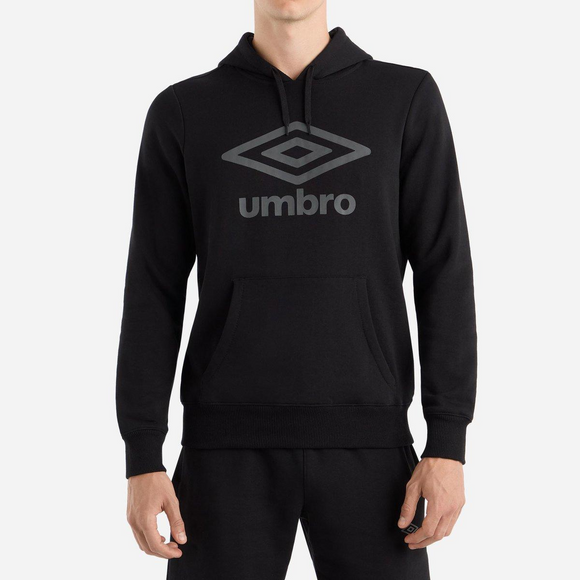 Umbro Mens Black / Castlerock - Adult Large Logo Hoodie