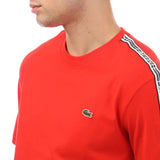 Lacoste Men's Regular Fit Logo Stripe T-shirt in Red