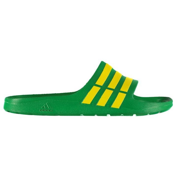 Men's Adidas Duramo Slippers, Green and yellow