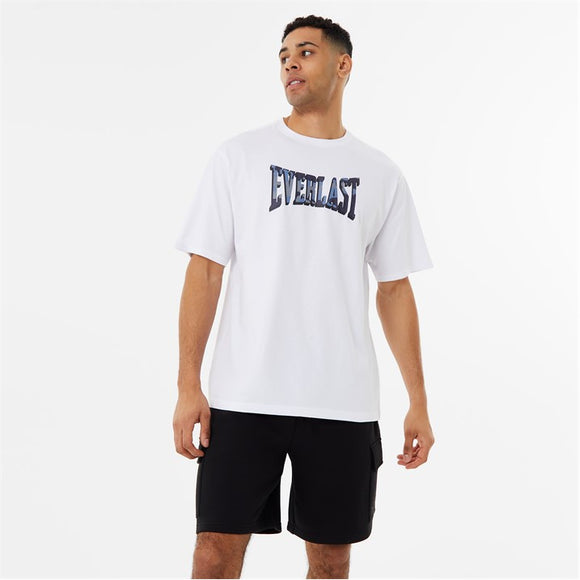 White Everlast Mens Camo Logo T-Shirt