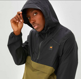 Ellesse Mens Jacket Hooded Soft Shell Windcheater Black Green Lightweight Medium