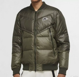 Nike Men's Down-Fill Windrunner Sport Bomber Jacket Olive Green