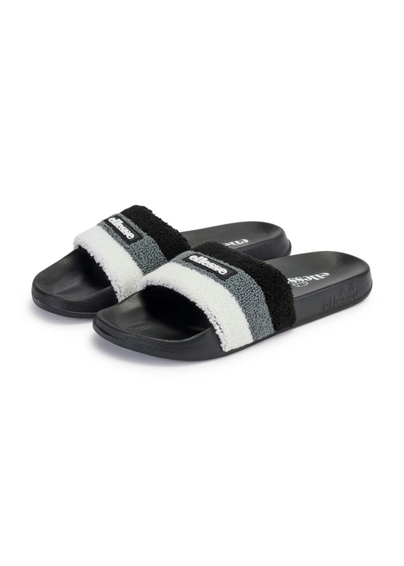 Ellesse Mens Slides Triply Towelling Sliders Black Grey