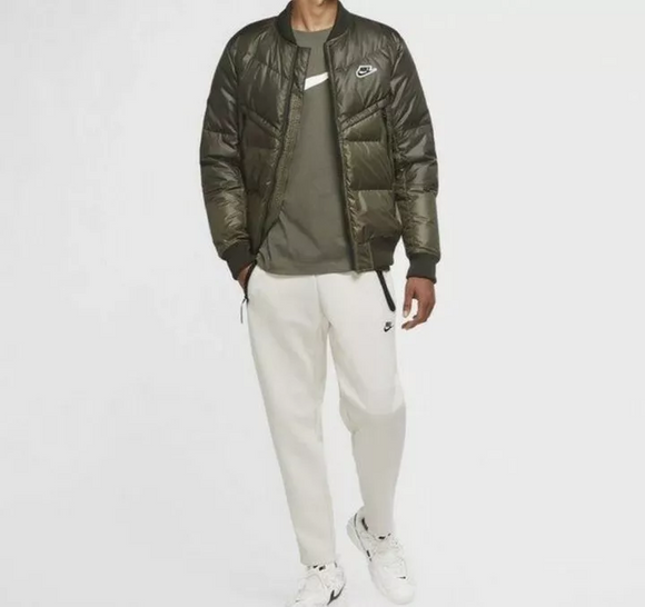 Nike Men's Down-Fill Windrunner Sport Bomber Jacket Olive Green