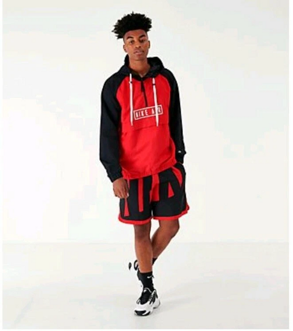 NIKE AIR WOVEN ANORAK JACKET RED/BLACK MEN'S