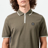 Weekend Offender Shore Zipped Polo Shirt in Green