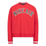 Nike Air Men's Fleece Tracksuit Set Red Crewneck Sweatshirt & Joggers Bold Logo