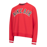 Nike Air Men's Fleece Tracksuit Set Red Crewneck Sweatshirt & Joggers Bold Logo