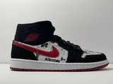 Nike Air Jordan 1 Mid Newspaper Air Times Black Red