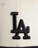 New Era LA Dodgers 9forty colourblock cap with contrast peak in cream/black