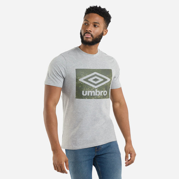 Umbro Mens Grey Marl - Adult Digi Camo Box Graphic Tee