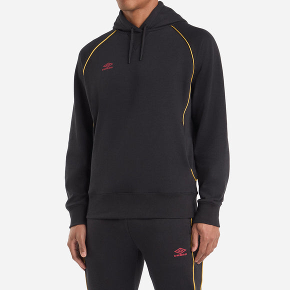 Umbro Panelled HOODIE Black / Red Dahlia / Antique Gold