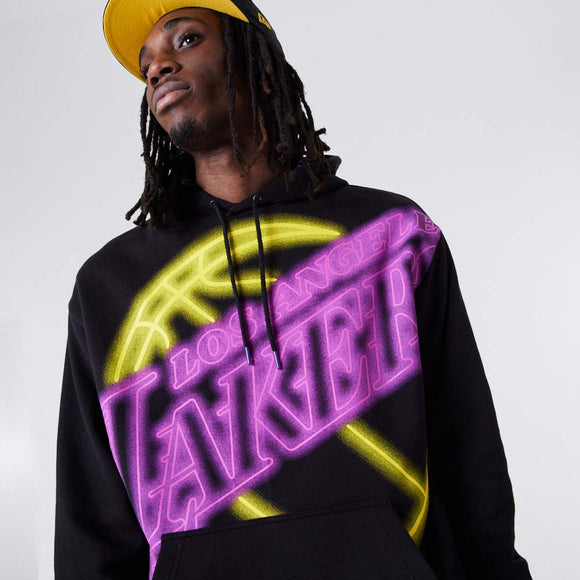 NEW ERA LA Lakers Neon Oversized Black Hoodie